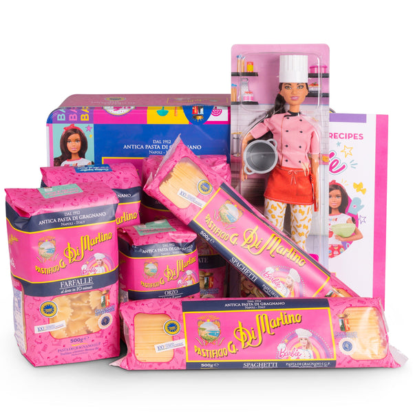 Barbie-Blechdose mit Barbie PastaChef-Puppe Lebensmittel La Meraviglia 